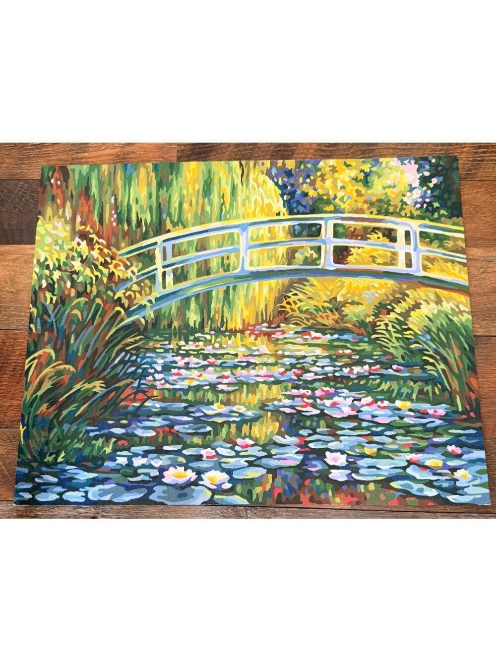 Paint By Numbers Canvas Artwork - Water Lily Pond Bridge Scene - 15x19.5 Inches